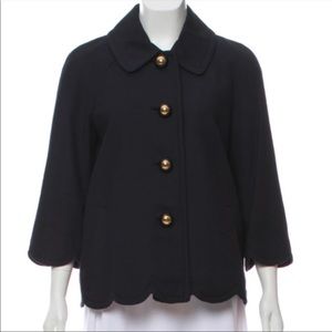 Kate Spade Navy Scallop Trim Jacket Blazer Coat